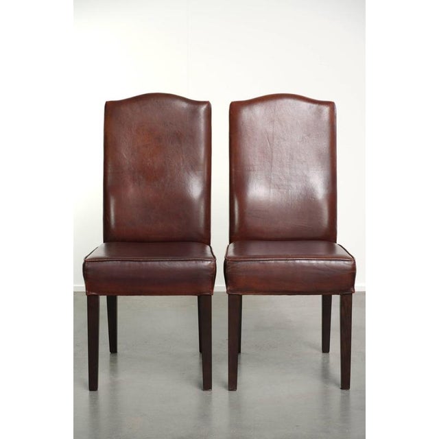 This beautiful and comfortable set of 6 sheepskin dining chairs features a warm color scheme and is in good condition. A...