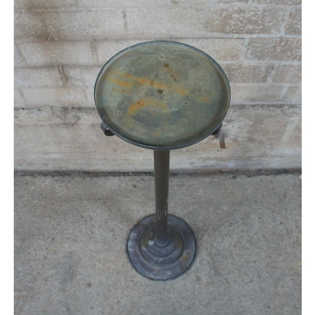 Industrial Telescoping Adjustable Iron & Brass Pedestal Stand Candle Holder 63" For Sale - Image 4 of 9
