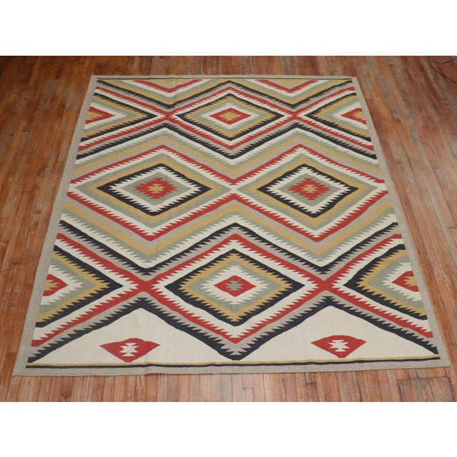 Tribal Navajo Design Room Size 21st Century Modern Rug - 8'1" x 9'5" For Sale In New York - Image 6 of 6