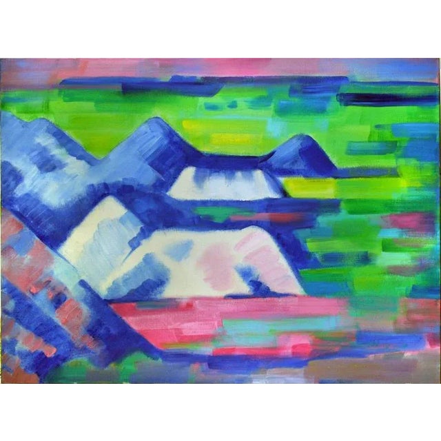 1970s "Spring Mountain View" Abstract Landscape Acrylic Painting For Sale