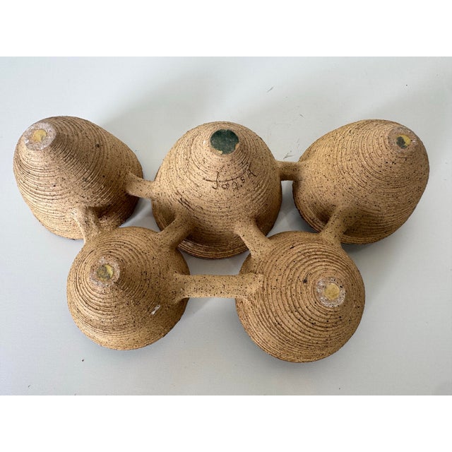 1980’s Vintage Sculptural Studio Art Pottery Connected Bowl Centerpiece, Signed For Sale - Image 10 of 12