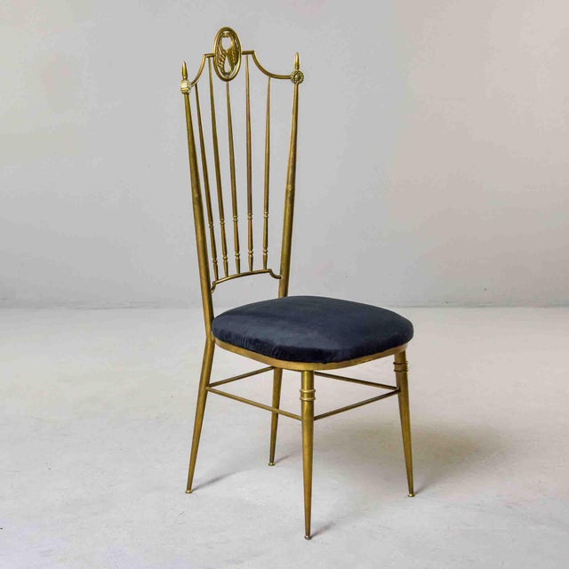 1950s Italian Brass High-Back Chiavari Side Chair With Cast Wing Crest For Sale - Image 5 of 9
