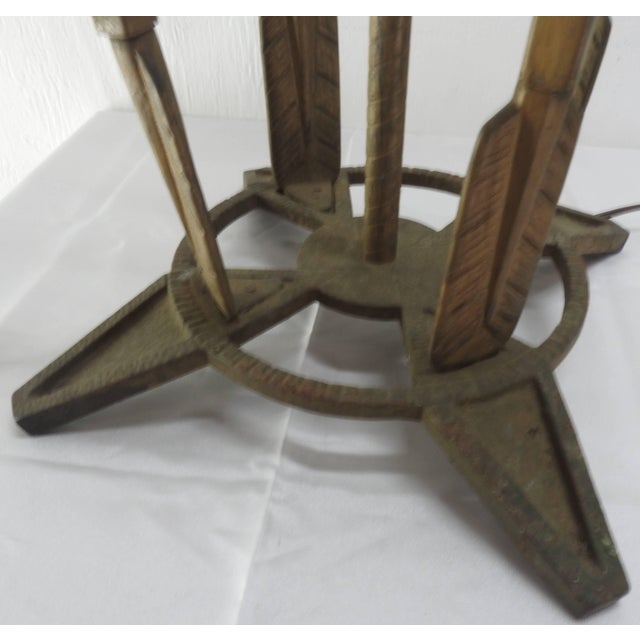 Verona Arrow Bronze Lamp With Crested Globe For Sale In Nashville - Image 6 of 11