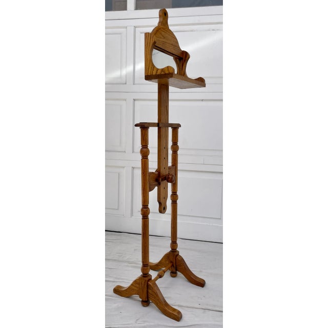 Mid 20th Century Traditional Oak Adjustable Vanity Mirror Valet Stand For Sale - Image 10 of 11