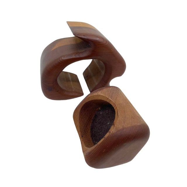 Mid-Century Modern Vintage MCM Handcrafted Native Redwood Bunny Puzzle Jewelry Box For Sale - Image 3 of 10