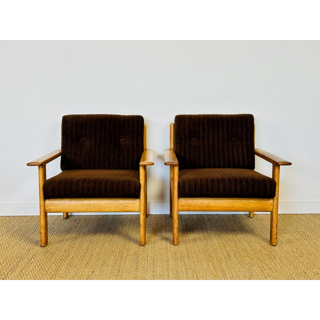 Vintage Scandinavian Oak and Corduroy Modular Living Room Set, 1960s, Set of 5 For Sale - Image 16 of 18