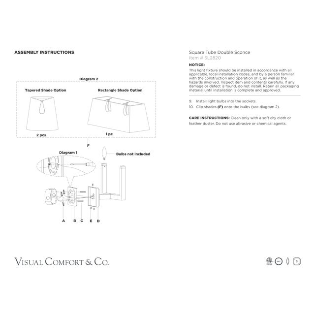 Visual Comfort Chapman & Myers for Visual Comfort Signature Square Tube Double Sconce in Polished Nickel with Linen Shades For Sale - Image 4 of 4