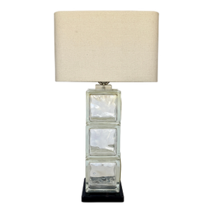 1970's Tall Three Stacked Glass Blocks Table Lamp