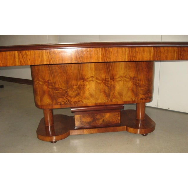 Antique 1930s Deco Table Fixed rectangular table with walnut veneer. 1920s/30s Italian Deco/Mussolini style. Completely...