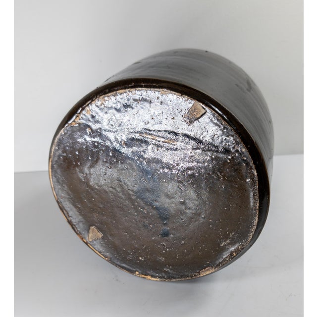 19th Century American Stoneware Albany Slip Glaze Jug, w.m.e. Warner West Troy For Sale - Image 11 of 11