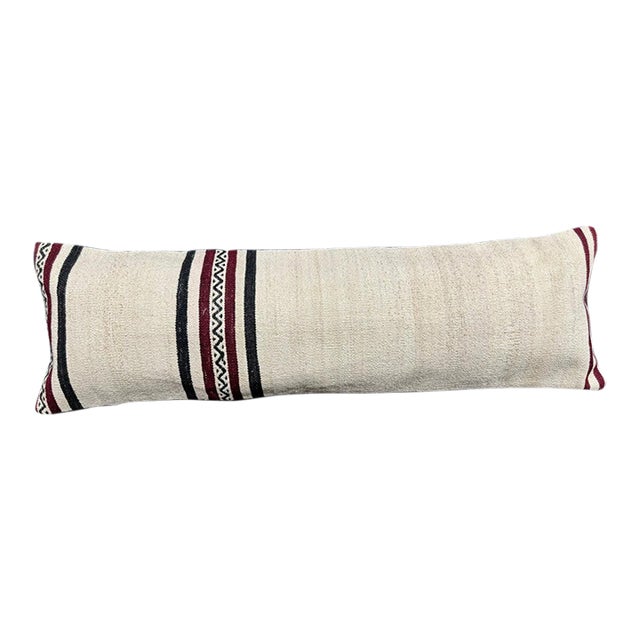 Turkish Hemp Pillow Cushion Natural Beige Black Cushion Cover 14x45 For Sale