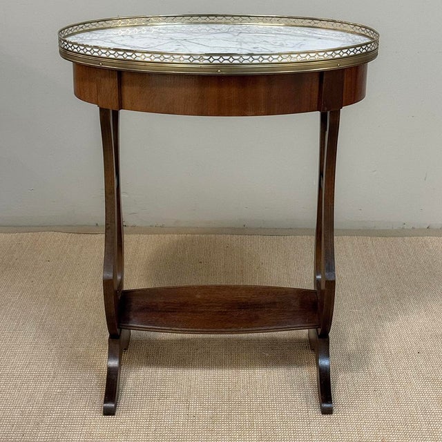 Antique French Neoclassical Oval End Table With Carrara Marble For Sale - Image 17 of 17
