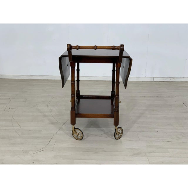 Mid-Century Serving Trolley in Wood with Fold-Out Shelves For Sale - Image 3 of 8