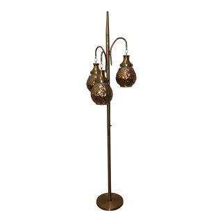 Late 20th Century Vintage Hollywood Glamorous 3 Arm Pole Lamp For Sale