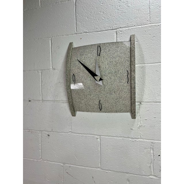 Postmodern Postmodern Art Deco Faux Granite Wall Clock With Geometric Hands, Emperor 1980s For Sale - Image 3 of 9
