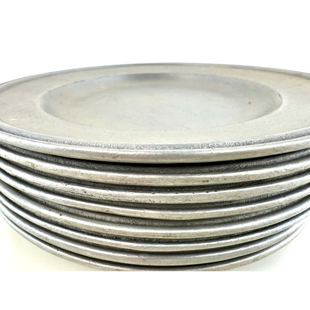 Vintage Carron Pewter Salad Plates, Freeport Pennsylvania, Set of 8 For Sale In Little Rock - Image 6 of 10