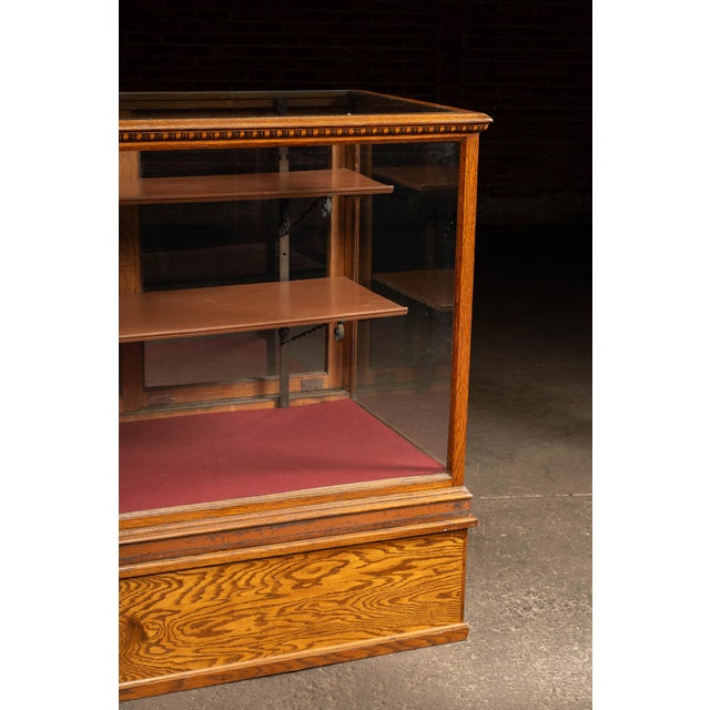 Antique Oak & Glass Retail Showcase With Storage Base For Sale - Image 11 of 16