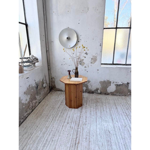 Hexagonal Pine Console Table from Regain, 1970s For Sale - Image 3 of 18