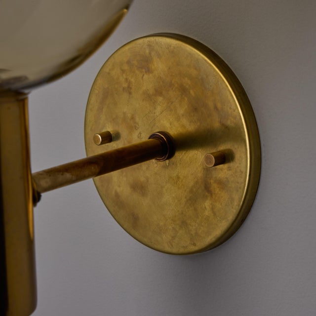 Brass 1960s Hans Agne Jakobsson #V149 Glass & Brass Wall Lamp for Markaryd For Sale - Image 8 of 13