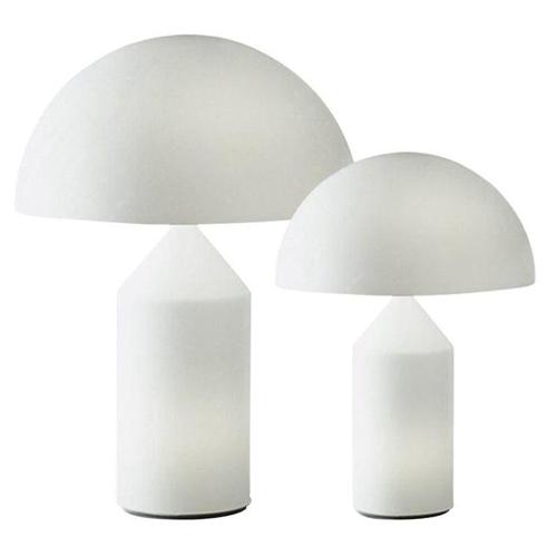 White Atollo Glass Table Lamps by Vico Magistretti for Oluce, Set of 2 For Sale - Image 8 of 8