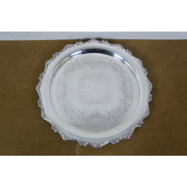 Vintage Round Scalloped Silverplate Serving Platters Bar Vanity Trays 10" to 16" - 7pcs For Sale - Image 11 of 17