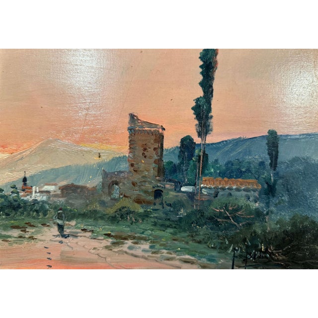 Pair Mid-Century French Paintings on Board in Gilt Frames Signed F. Blanco For Sale - Image 4 of 11