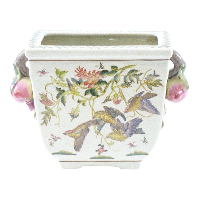 Early 20th Century Chinese Porcelain Rectangular Vase with Marking on