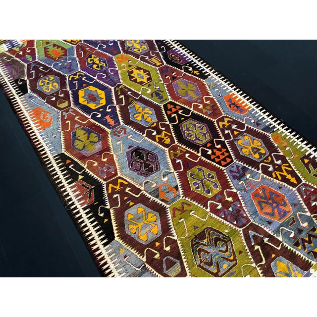 Ruby Red 1960s Vintage Handmade Turkish Kilim Rug - 5′2″ × 10′7″ For Sale - Image 8 of 11