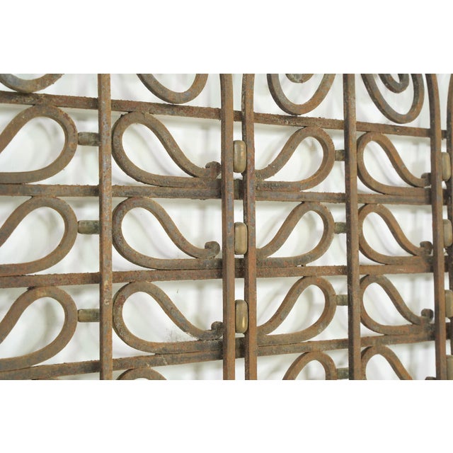 Mid 20th Century Mid 20th Century Pair of European Hollywood Regency Wrought Iron & Brass Grills For Sale - Image 5 of 10