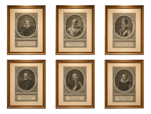 Houbraeken after Visscher, Dutch Portraits, Engravings, 1574, Set of 6