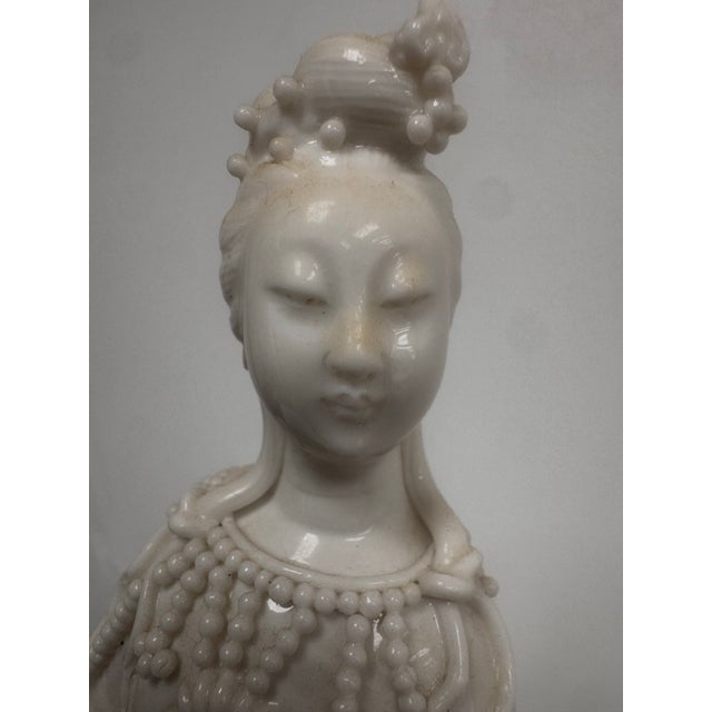 Antique White Porcelain Guanyin Figure For Sale - Image 4 of 12