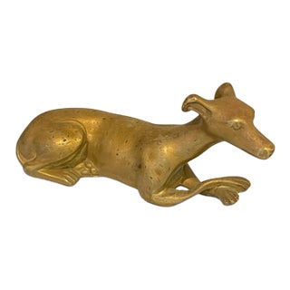 1970s French Mid-Century Brass Greyhound Mount Figurine For Sale