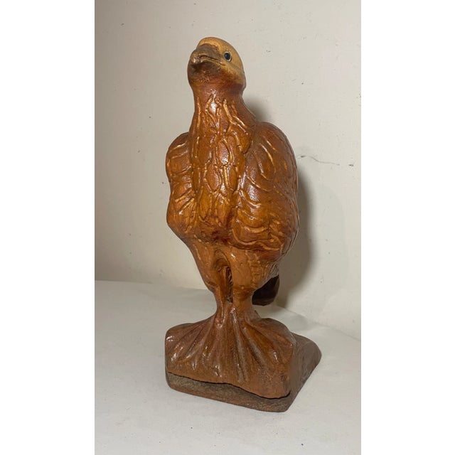 Vintage Hand Carved Wood Folk Art Glass Eye Bird Eagle Sculpture Statue Figure For Sale - Image 11 of 13