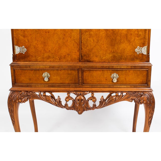 20th Century Burr Walnut Cocktail Cabinet For Sale - Image 4 of 18
