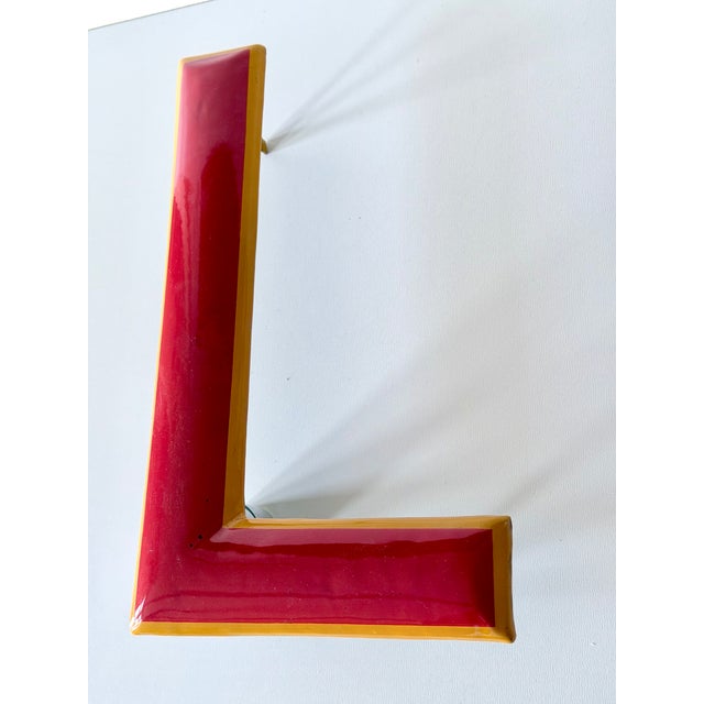 Vintage Enamel Letter T, 1960s For Sale - Image 4 of 10