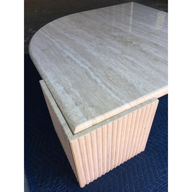 Stone Postmodern “Teardrop” Travertine Coffee Table From Stone International Italy For Sale - Image 7 of 13