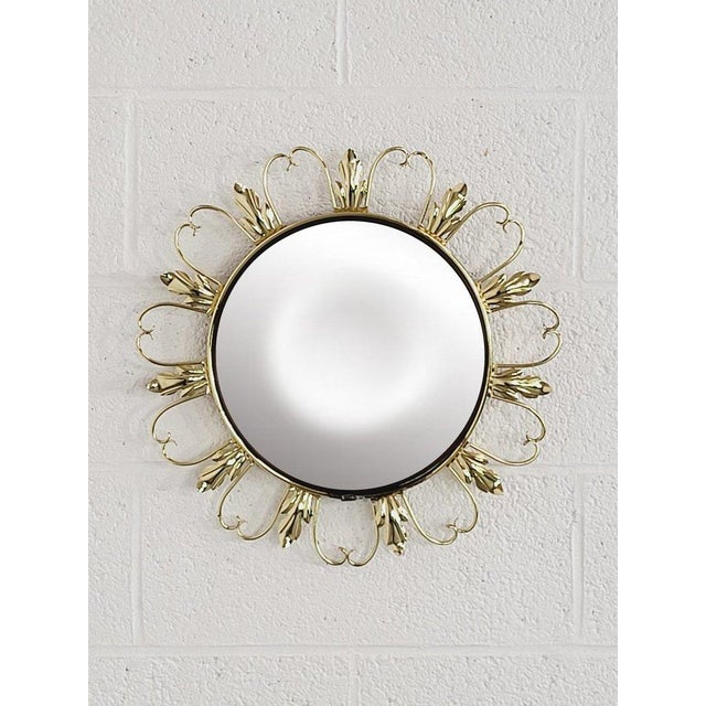 1950s Round Mirror on Brass Frame with Scrolls, 1950s For Sale - Image 5 of 5