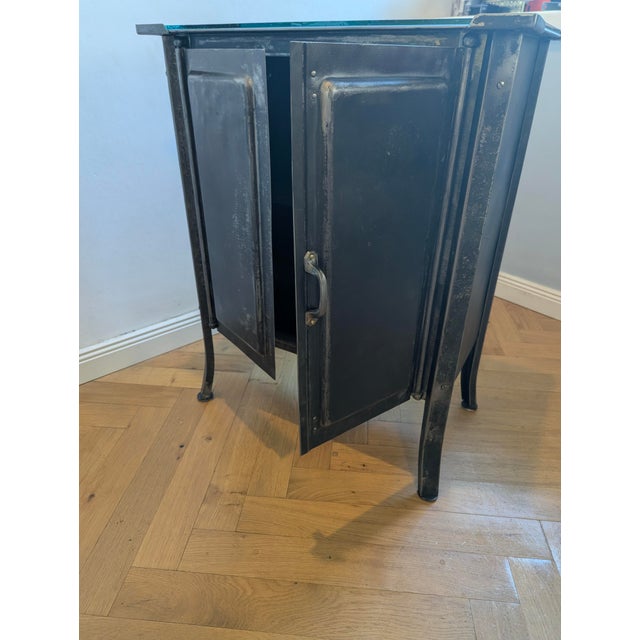 Vintage Industrial Cabinet in Steel Cabinet with Glass Top, Pre-1900s For Sale - Image 15 of 17