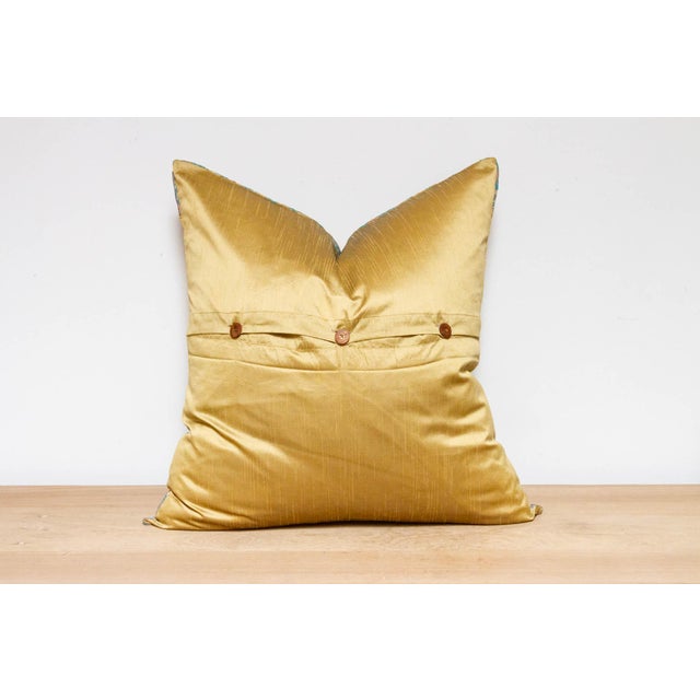 Gold Tan Festive Silk Euro Pillow Cover For Sale In Los Angeles - Image 6 of 7