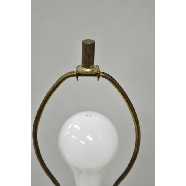 Vintage Tony Paul Mid Century Modern Sculpted Walnut & Brass Small Table Lamp For Sale - Image 11 of 12