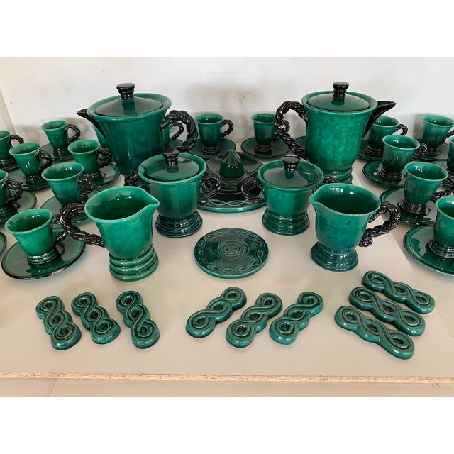 20th Century Glazed Stoneware Tea and Coffee Service by Marius Giuge, Set of 46 For Sale - Image 9 of 12
