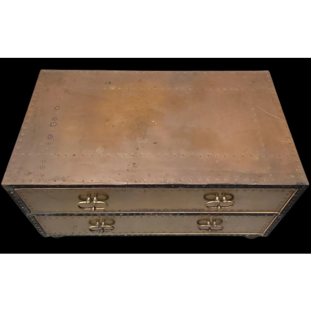 Sarreid Ltd. Mid 20th Century Sarreid Brass Cocktail Table With Drawers For Sale - Image 4 of 9