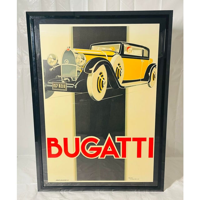 1950s 1950s Bugatti Type 46 Art Deco Lithograph Poster by René Vincent Framed For Sale - Image 5 of 18