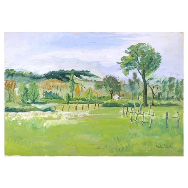 Hilly Landscape is an original artwork realized in the 1970s by Germaine-Irene Darbois-Gaudin Original colored acrylic...