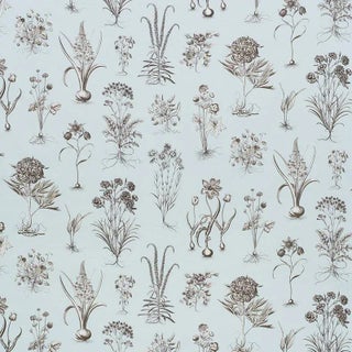 Schumacher Cabot Botanical Fabric in Sky For Sale