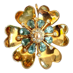 Coro Gold Tone Rhinestone Vintage Brooch, and Pendant