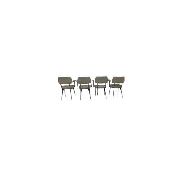 Mid-Century Modern Shelby Williams Aluminum Legs Gazelle Chairs Armrests MidCentury Set of Four For Sale - Image 3 of 6