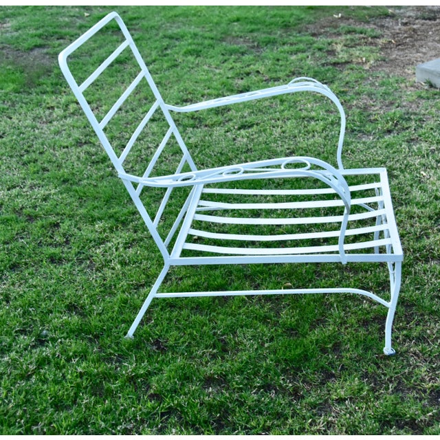 Mid-Century 1960s vintage wrought iron Woodard arm chair * The collection is called "Chantilly Rose" * White * Some rust...