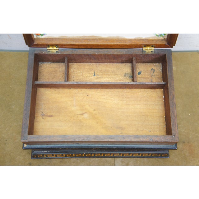 Antique Victorian Oak Grand Tour Box Neoclassical Inlay Greek Key Vanity Drawer For Sale - Image 16 of 16