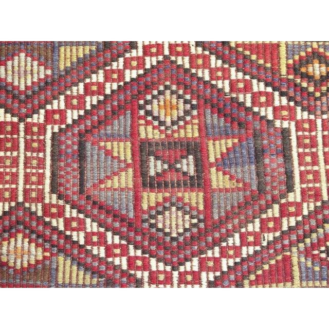Brick Red 1960s Vintage Embroidered Kilim Rug -60"x97" For Sale - Image 8 of 13